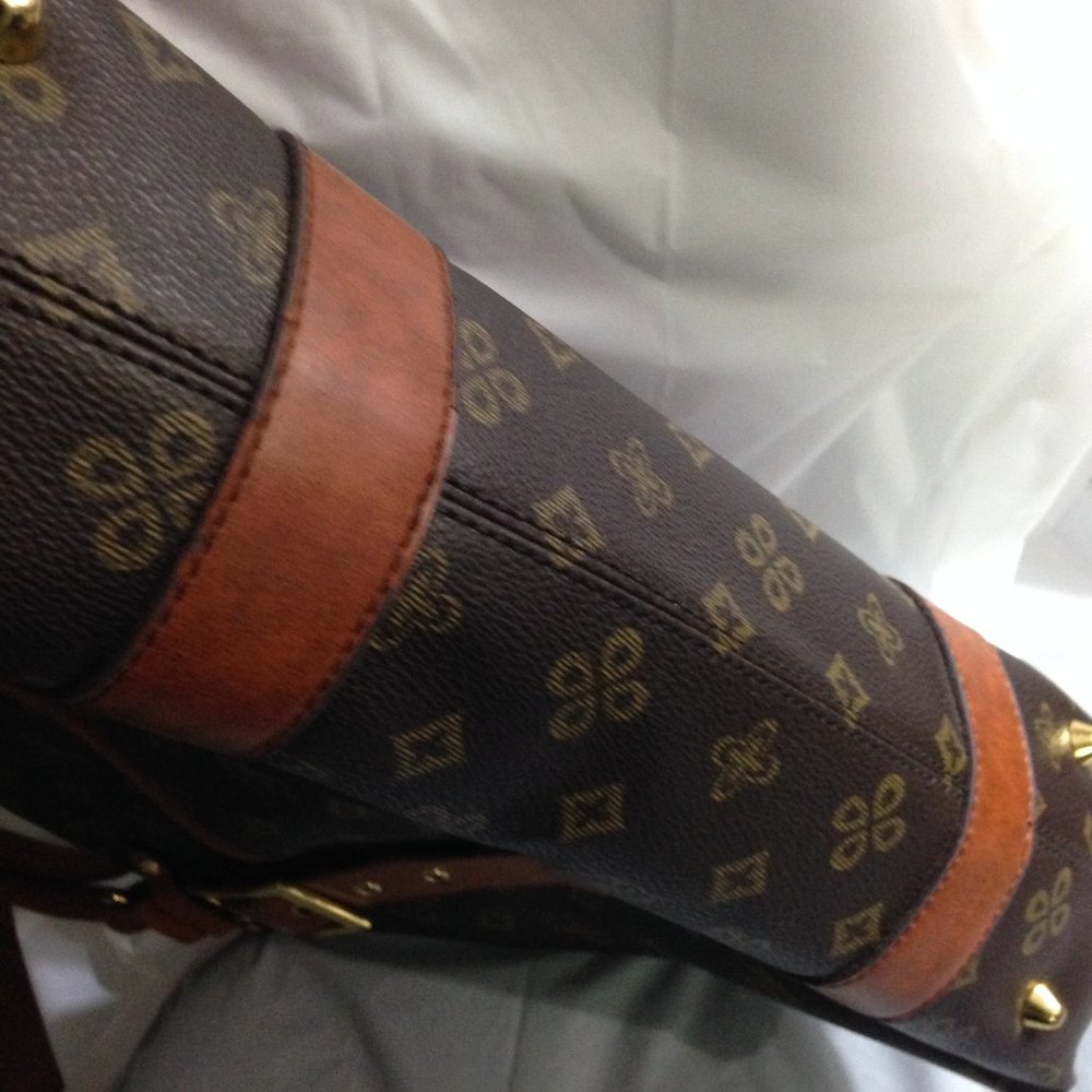 Heavy Duty Fashion Print Vintage Design Large Tote Zippered Bag, Exterior Pocket - Picture 16 of 16